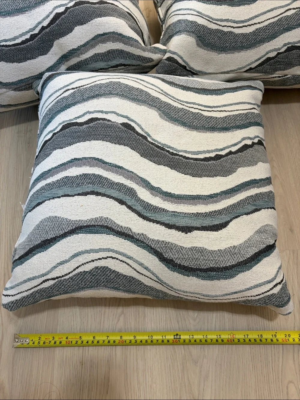 Gray Wave Accent Pillow on Slate Gray Sofa - Home Accents Set of 3